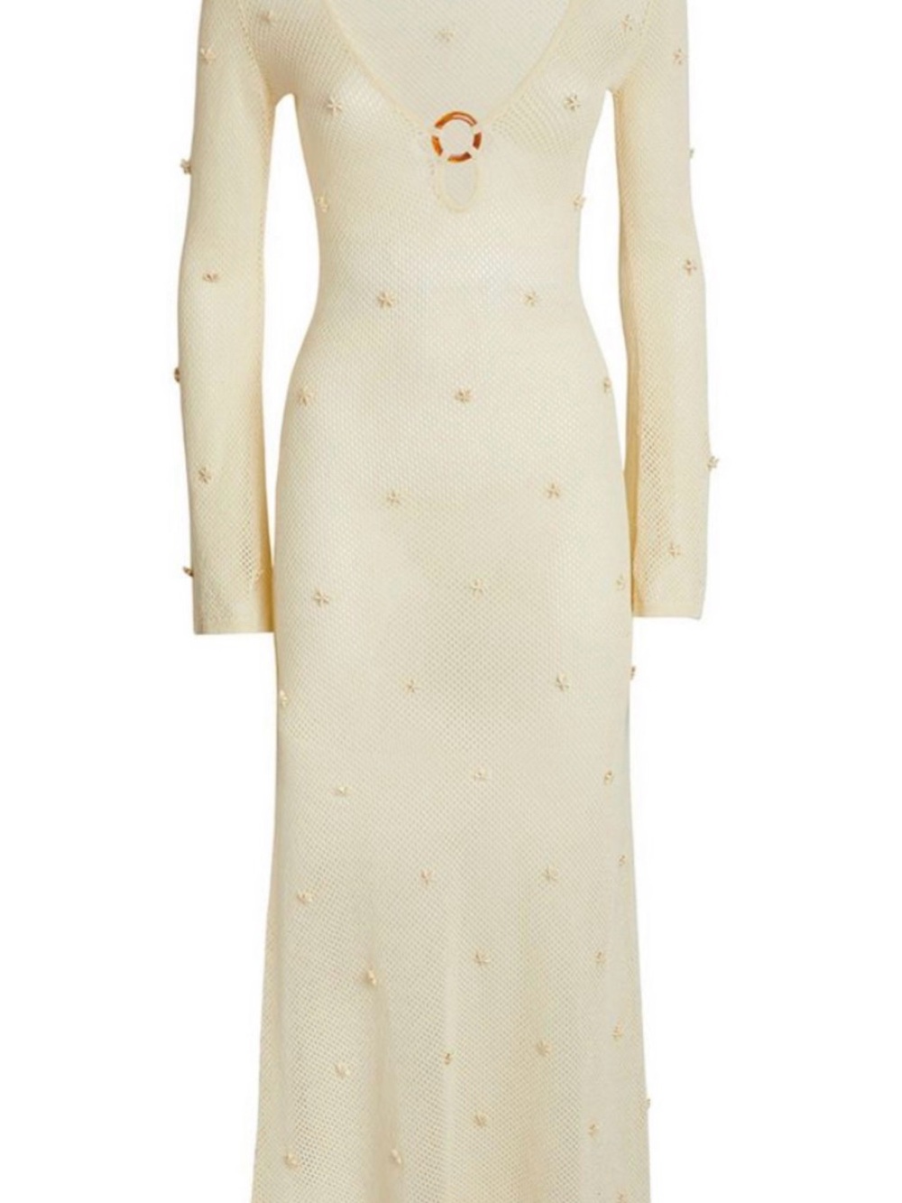 Sandro Paris Star-Embellished Mesh Cream Maxi Dress Mermaid Coachella Festival